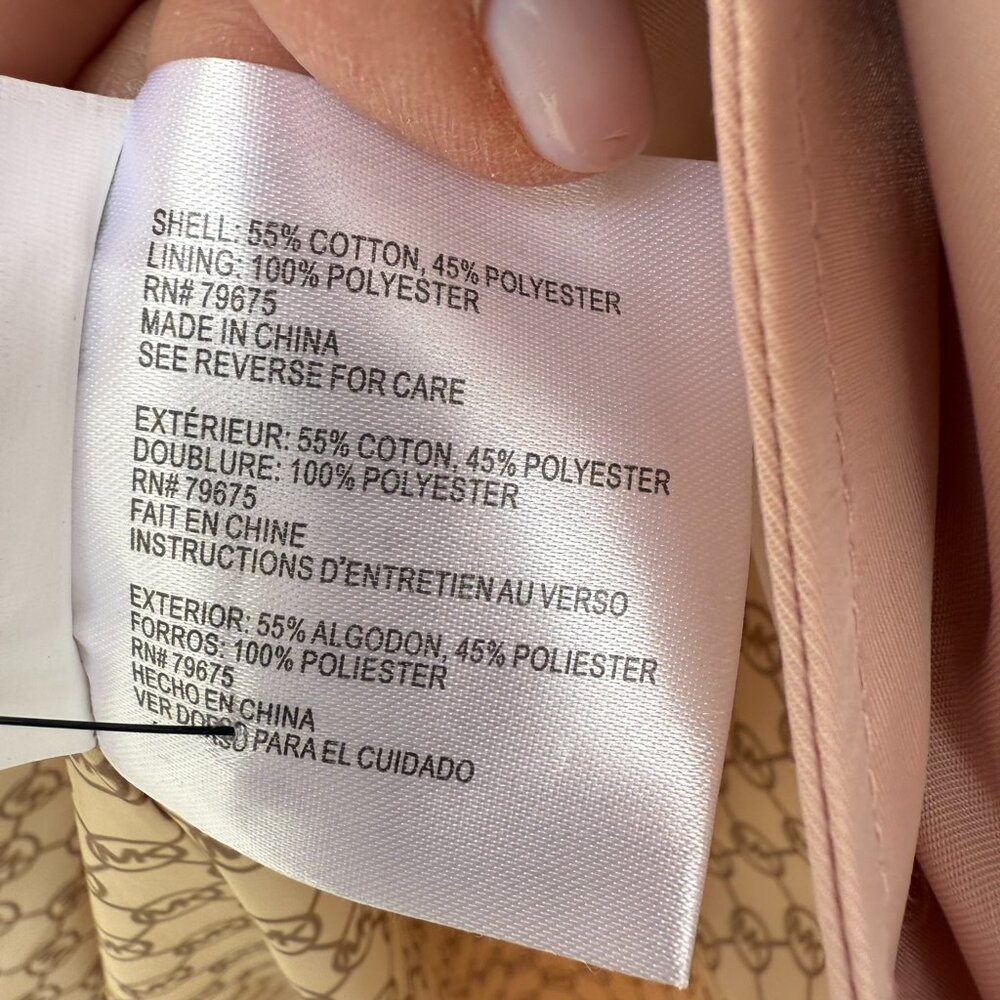 Classic… Spring! On Trend Michael Kors Trench Coat Lg Soft Pink Single Breasted - Picture 10 of 10